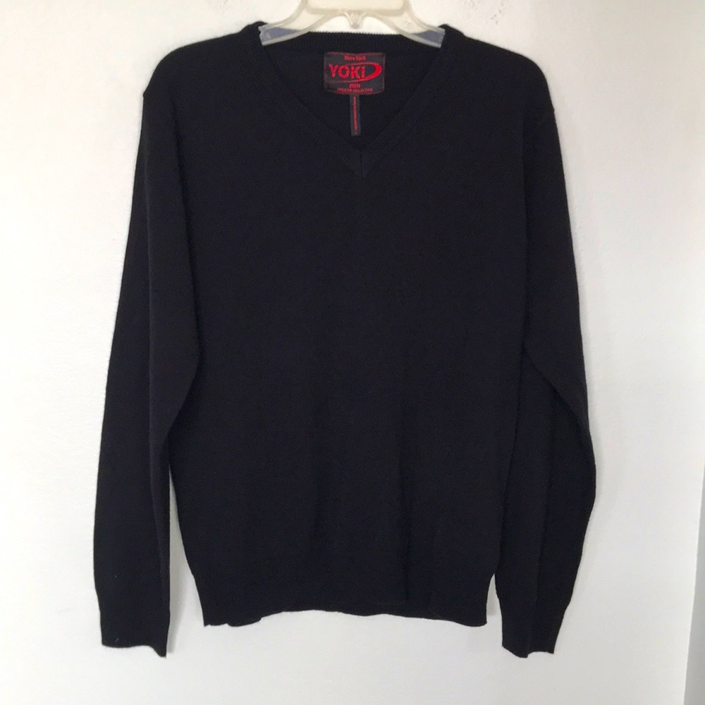 🖤YOKI NEW YORK MENS V-NECK SWEATER IN BLACK SIZE L NWOT EXCELLENT CONDITION!